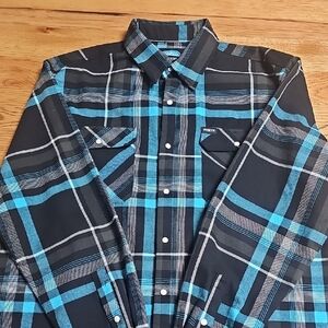 Flannel Bunker Mt Wake Company Brixton Black and Blue Checkered Shirt